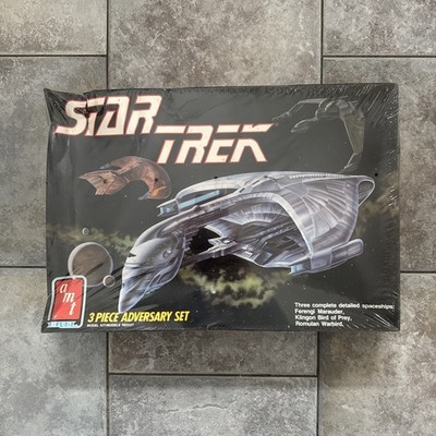 Star Trek 3 Piece Adversary Set Klingon Bird of Prey Model Kit AMT ERTL 1989 NEW