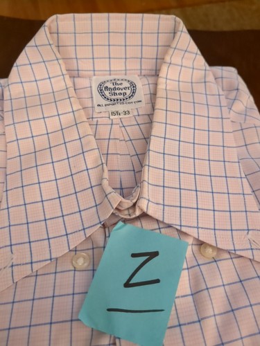The Andover Shop Mens 15.5 - 33 (Large) Button Long Slve Cotton Blue & Pink - Picture 2 of 11