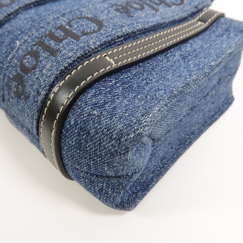CHLOE Woody Tote Mini borsa a tracolla a 2 vie blu denim - Foto 12 di 16