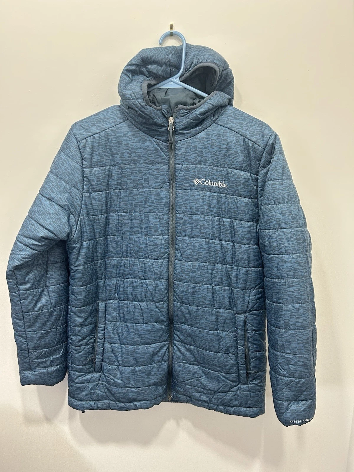 Columbia Jacket Omni Heat Men’s Small Blue Gray Puffer Insulated