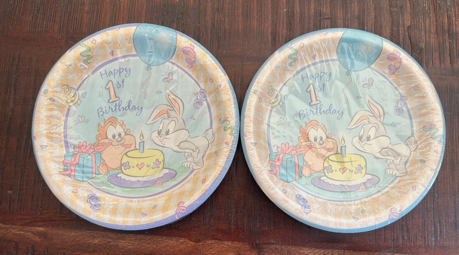 NOS Vintage 2000 Baby Looney Tunes 1st Birthday Taz Bugs Tweety Pastel Balloons