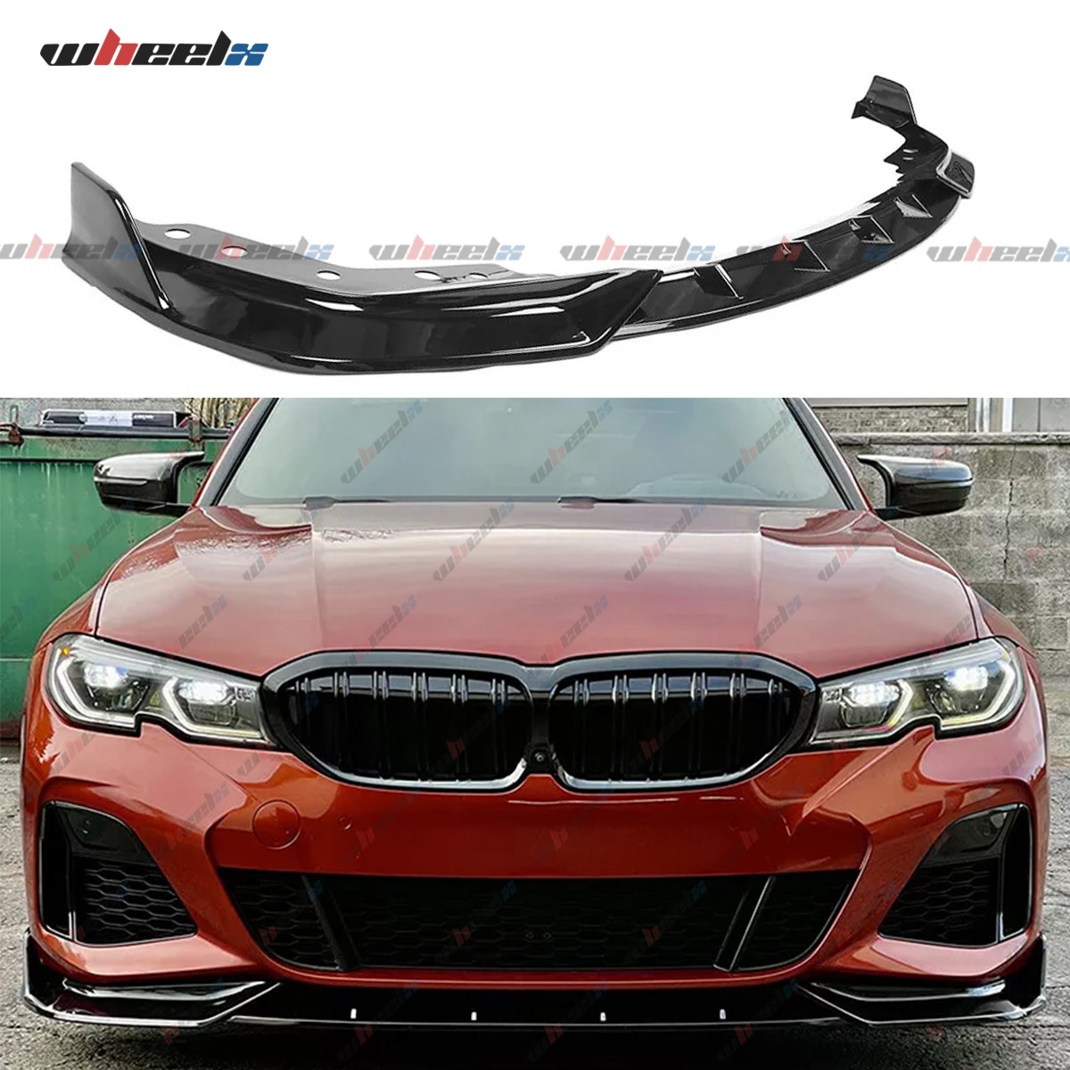 GT Style Gloss Black Front Bumper Lip Kit For BMW G20 330i M340i M Sport 2019-22