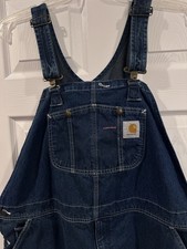 Men's Carhartt R07 DST Denim Carpenter Bib Overalls 44x28