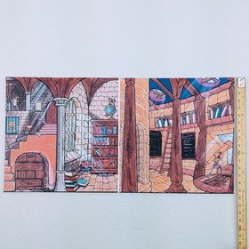 Lego 4721,  Hogwarts Classroom Cardboard Backdrop, color reprint, Harry Potter