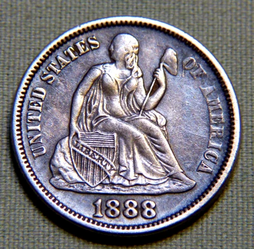1888 Seated Liberty Silver Dime - Extremely Fine XF / EF - Lot 1135