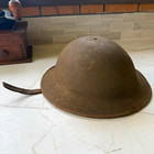 Vintage WW1 Military Doughboy Steel Helmet with Chin Partial Strap — photo 1