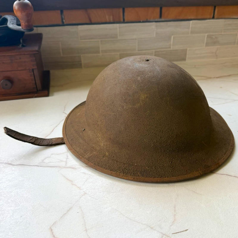 Vintage WW1 Military Doughboy Steel Helmet with Chin Partial Strap
