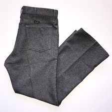 VTG WRANGLER Wrancher Cowboy Polyester Pants Men  s 36x29 Gray 82HG Made In USA