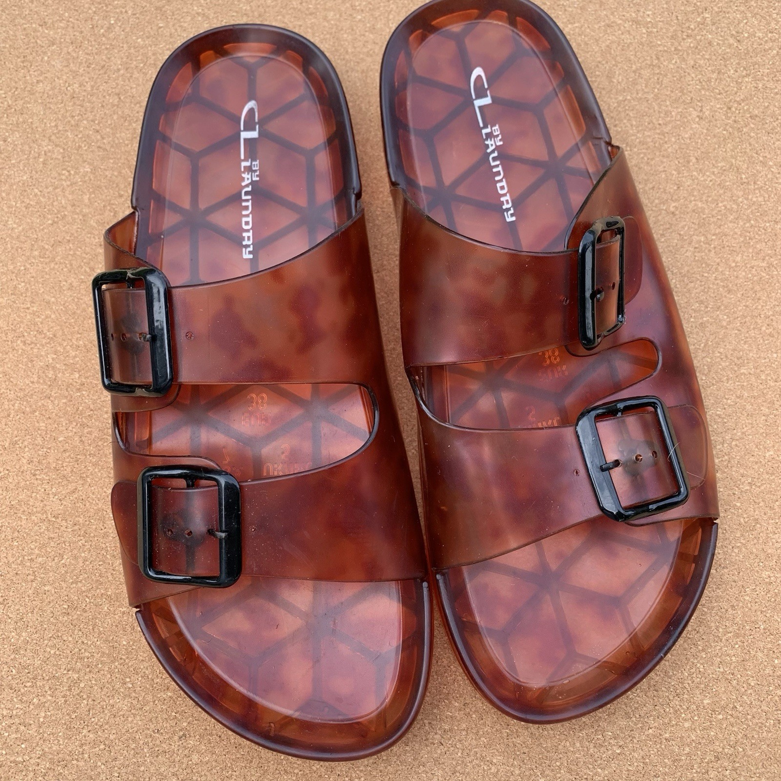 APL CL by Laundry scarpe donna sandali marroni zeppa slide taglia 7 US lavanderia cinese