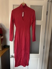 Karen Millen Pink Ribbed Midi Dress Size Small Petite