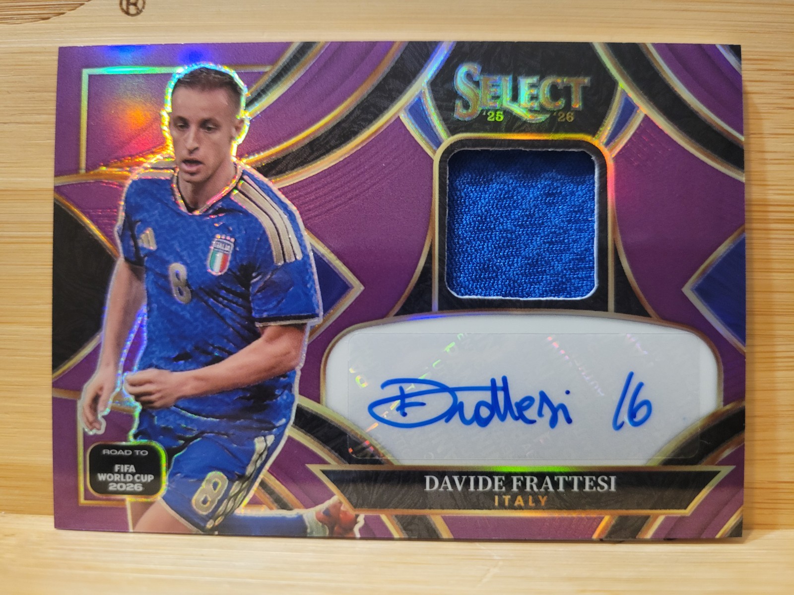 2025-26 Panini Select FIFA World Cup David Frattesi Auto Patch Purple /99 Italy