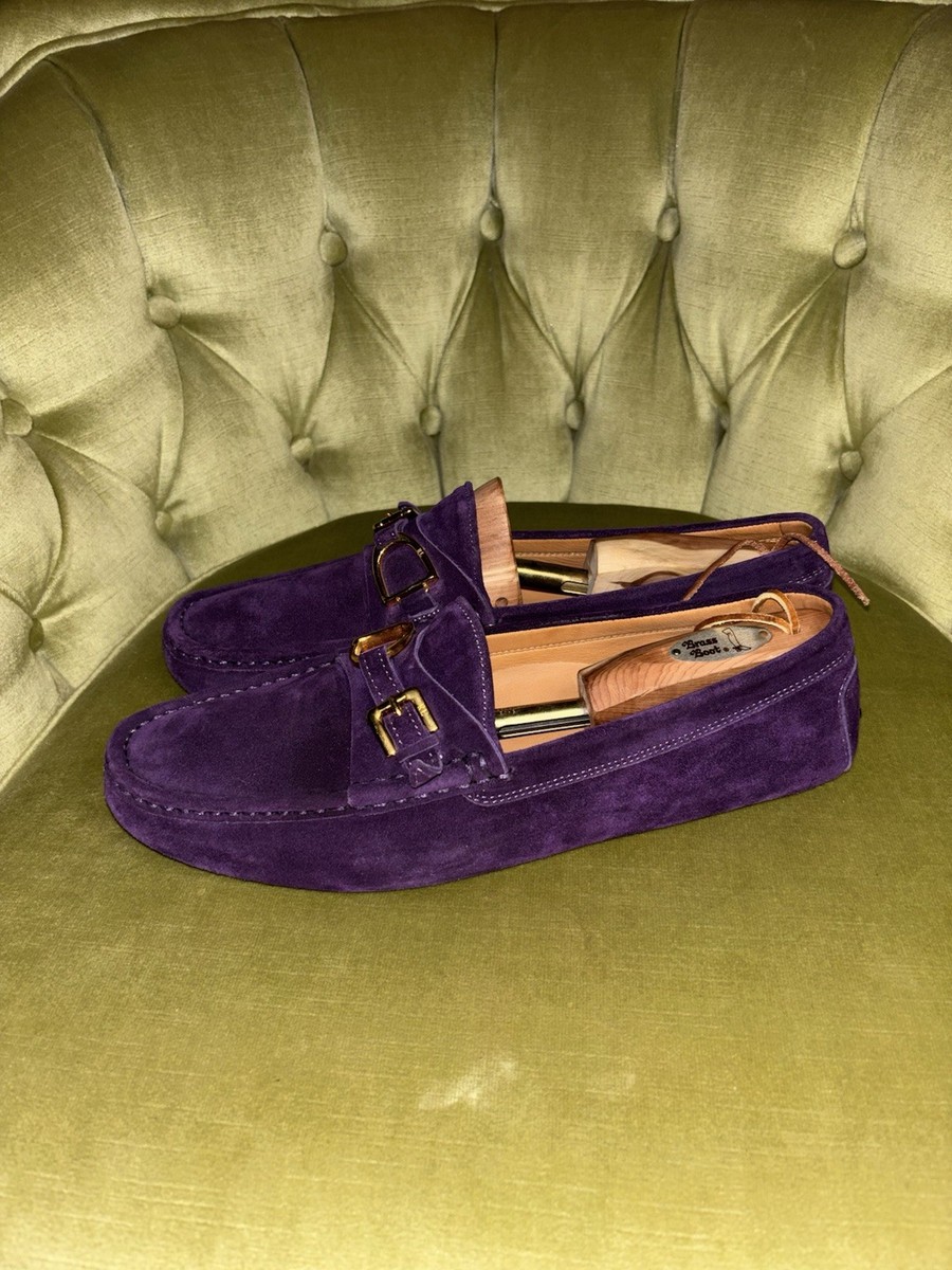 RALPH LAUREN PURPLE Driving Shoes Loafer Leather Suede 12D Made in