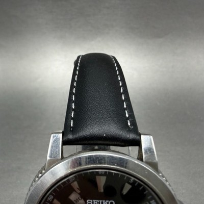 Seiko Watch Men 39mm Black Dial Silver Tone Daydate 24 Hour 5Y66
