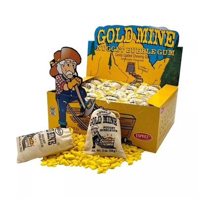 24x Full Box Gold Mine Nugget Chewing Bubble Gum 2oz