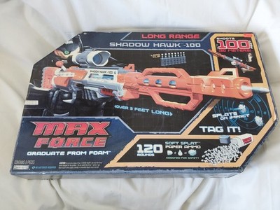 Max Force Shadow Hawk 100 Soft Splat Papier Munitionspistole Spielzeug Langstreckengewehr Neu