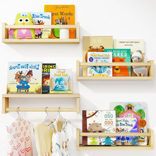 Nursery Book Shelves, 16.5 Inch Floating Nursery Bookshelves, Set of 4,