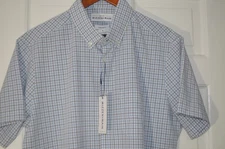 Mizzen Main Shirt Mens Large Trim Fit Leeward Blue Short Sleeve Button Down