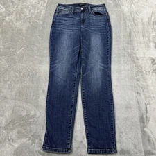 Judy Blue Jeans Womens 7/28 Slim Fit Stretch Dark Wash Denim Preppy Logo City