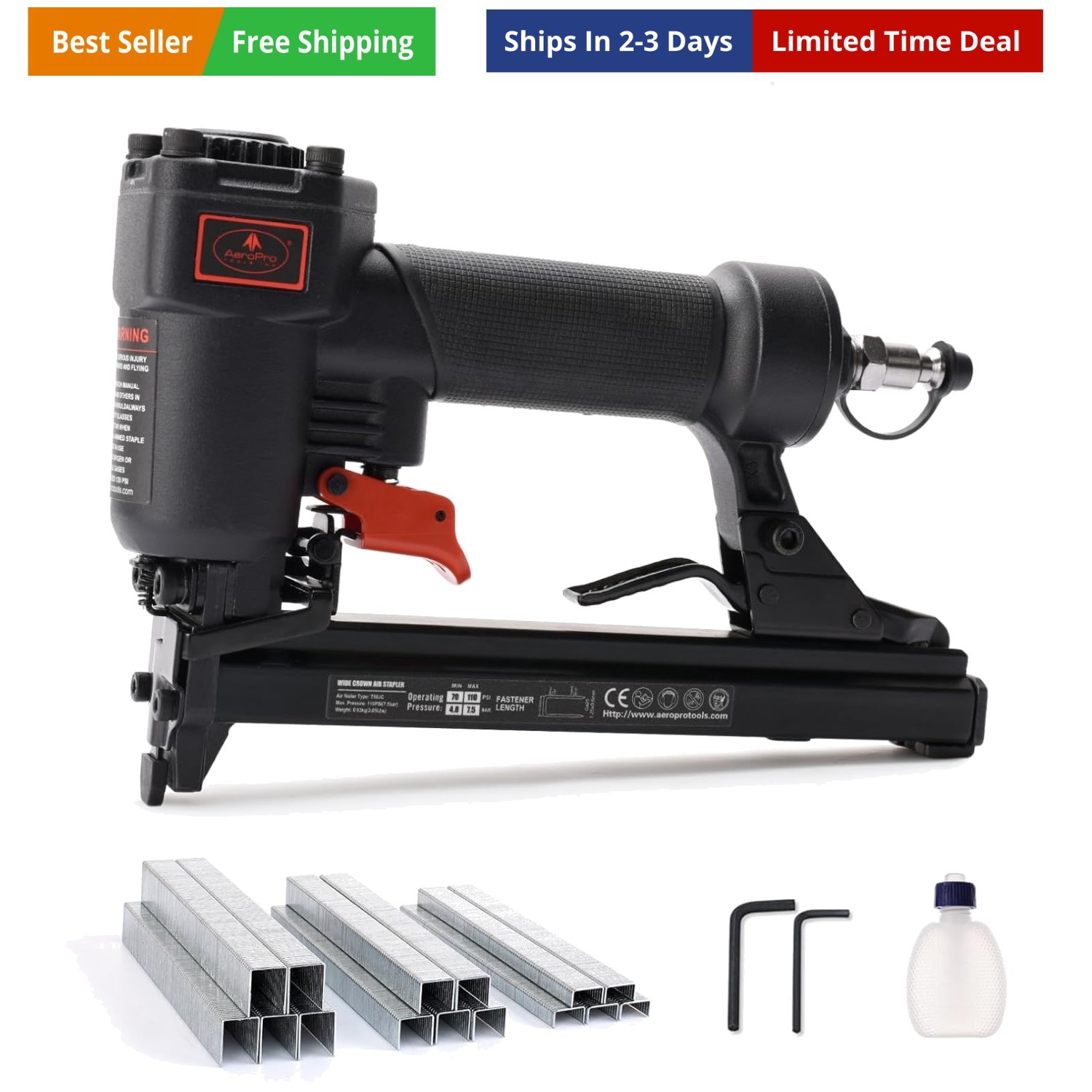 Tools 20 Gauge Crown Air Stapler Pneumatic Staple Gun with 1