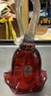 Fenton Vintage Cranberry Red Glass Swirled 6.5" Bell with Clear Handle