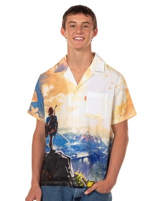 Nintendo The Legend of Zelda Hawaiian Shirt Breath Of The Wild Button Up (L)