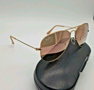 Original Ray-Ban RB 3025 Aviator Large Metal Rotguss Sonnenbrille -Made in Italy
