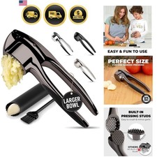 Large  Garlic Press Set &ndash; Rust Proof & Dishwasher Safe, Bigger Bowl Garlic Mi...