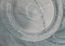 1 Indiana Glass Daisy Clear Divided Grill Plate Depression Floral Etch Vintage
