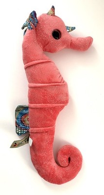 Ravensden rosa glitzerndes Seepferdchen Plüschtier Kuscheltier ca. 17 cm lange Augen abgenutzt