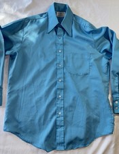 True Vintage Penneys Towncraft Shirt Sz XL Blue Plaid Penn Prest 60s One Pocket