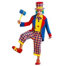 Creepy Clown Adult Halloween Party Cosplay Costume Hat One Piece Mens Medium NWT