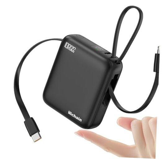 10000mAh 22.5W Portable Charger Power Bank - Compact Travel Essential in Black-image