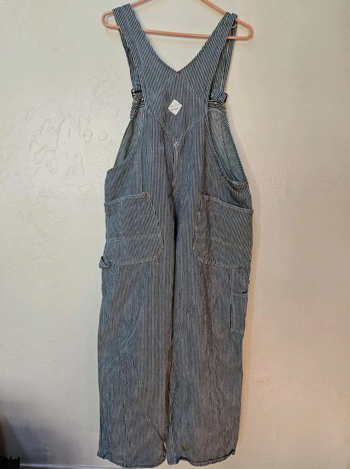 Big Mac Striped Overalls Union Made 100% Cotton Vintage 68" Long Railroad - Image 2 of 4