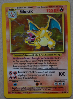 Charizard (Glurak) 4/102 Base Set unlimited Holo rare LP-MP+