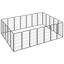 Dog Playpen Black Powder-coated steel Large Collapsible