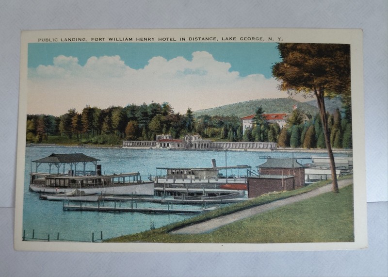 Lake George NY Public Landing Fort William Henry Hotel Vintage Postcard Tichnor