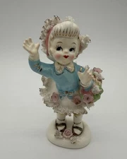 Vintage Napco Lefton Shopper Bloomer Girl Lipper & Mann Flower Accents