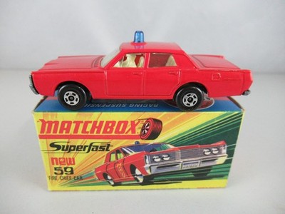 Matchbox Lesney Superfast 59 Mercury Fire Chief Car no labels Boxed