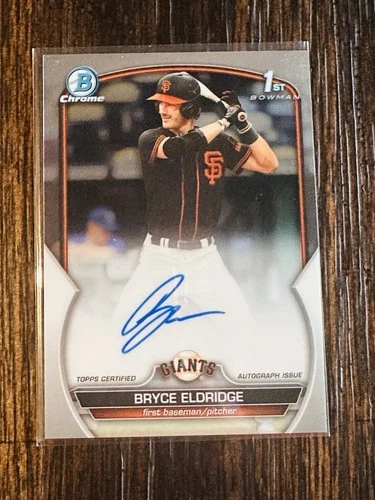 Bryce Eldridge 2023 Bowman #CDA-BE Chrome 1st Auto Giants On-Card TOP PROSPECT
