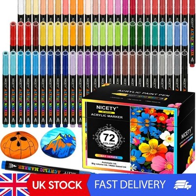 72 lebendige Acrylmalstifte - ungiftige Pinselmarker auf Wasserbasis für Kreative