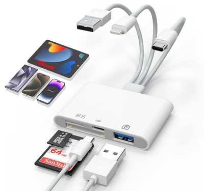 Universal SD Card Reader for iPhone/Mac - Upgraded TypeC(Data)+Lightning+USB ...