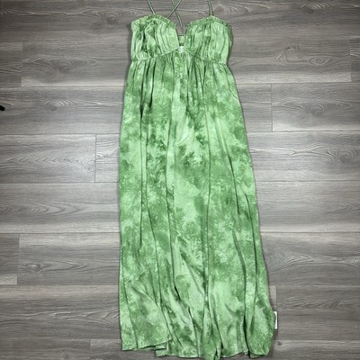 h&m olive green dress Olive Green Pleated Balloon Sleeve Dress