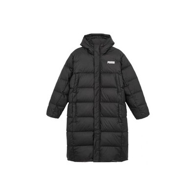 PUMA Raincell Casual Fashion Simple Warm Long Down Jacket for Men, Black