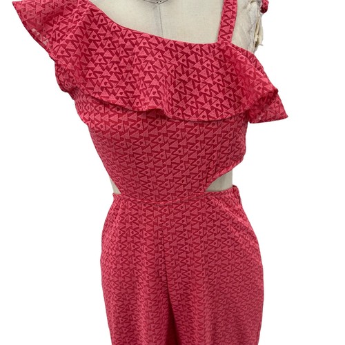 Tularosa x Revolve Belle Jumpsuit in Coral Pink One Shoulder Wide Leg Medium - Picture 3 of 14