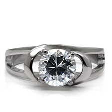 Art Deco Cubic Zirconia Solitaire Engagement Ring Size 9 Silver Rhodium Plated