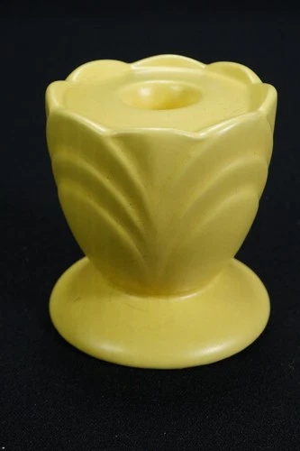 Haeger USA Yellow Pottery Tulip Candle Holder 3" Votive Or Taper Art Deco Style