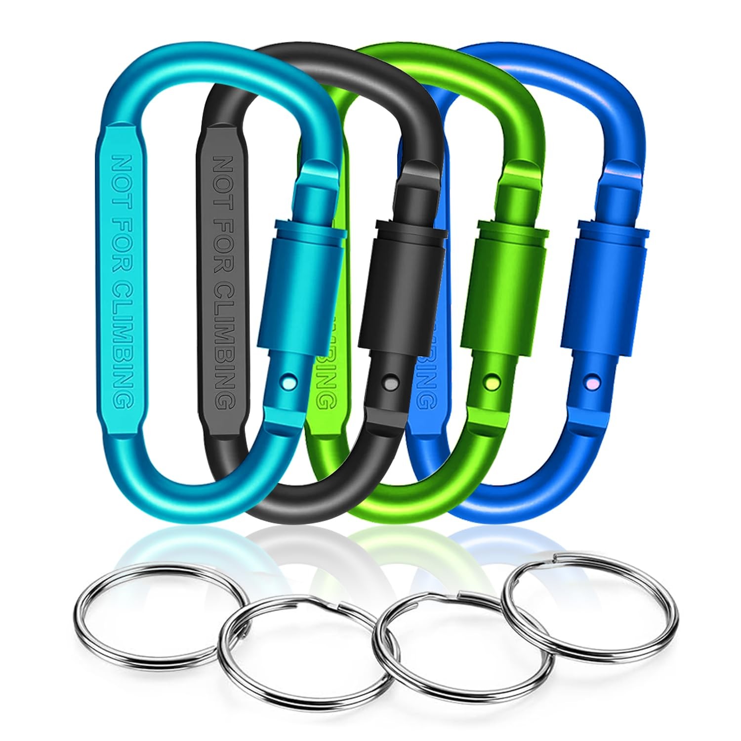 ODLY Locking Carabiner Clip - Keyrings Included - 3.2 inches, 4x Classic Pack