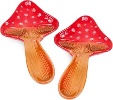 Leepenk Ceramic Mushroom Spoon Rest For Stove Top 2 Pack,Spoon Holder for Red 