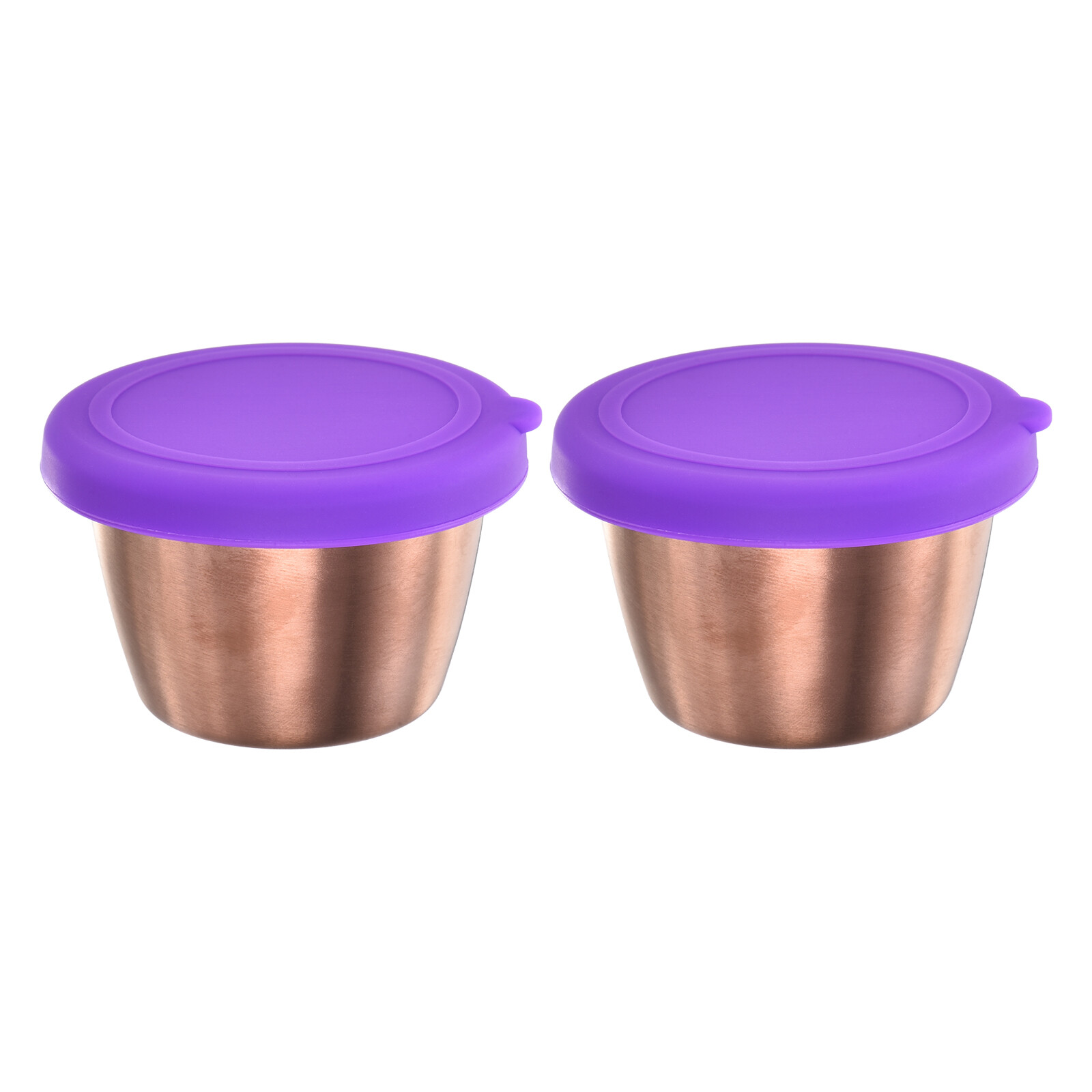 2pcs Salad Dressing Container, 2.4oz Stainless Steel Condiment Cup, Purple