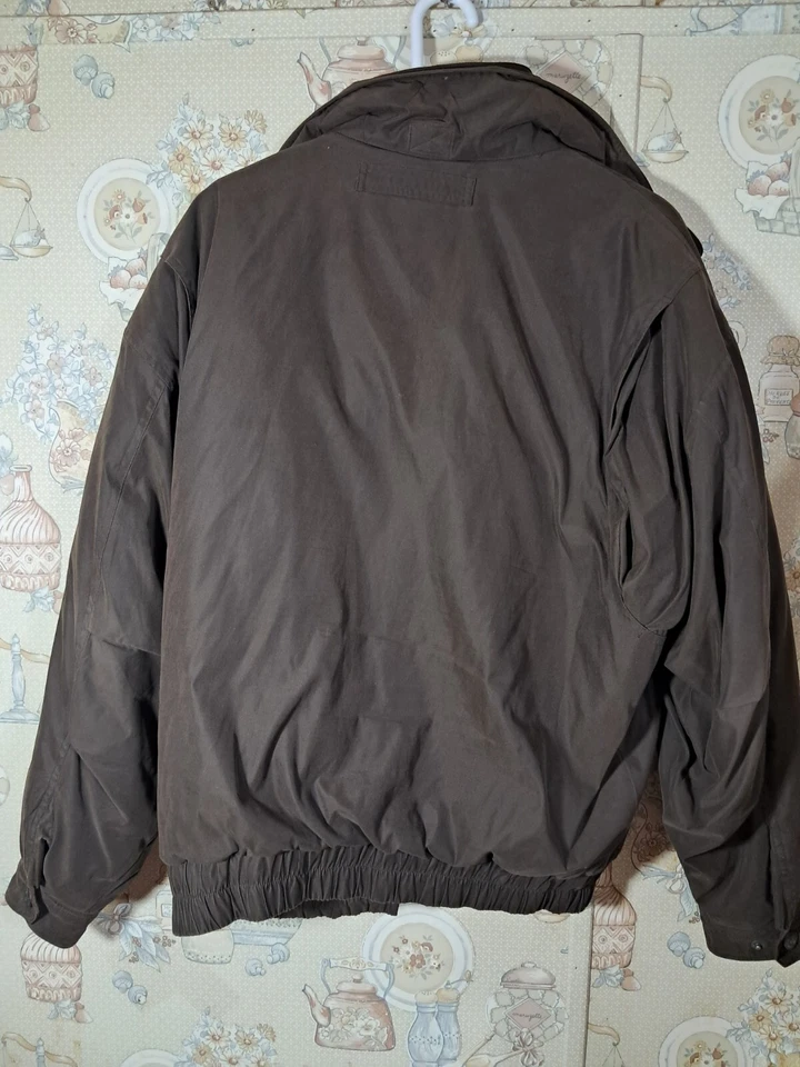 Weatherproof Chocolate L-Mens Full Zip Jacket Chore Coat Suede Bomber Insulated - Image 3 of 4